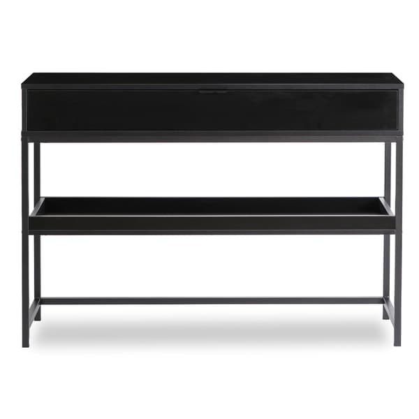 RUBY 100 cm eteisen konsolipöytä hyllyllä, musta, moderni