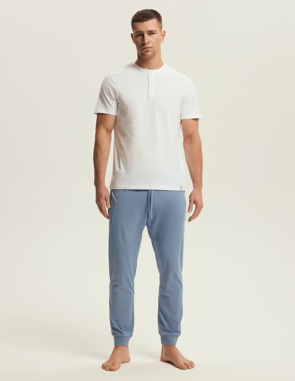 Marc Henderson Herrpyjamas | Vit, Blå XXL