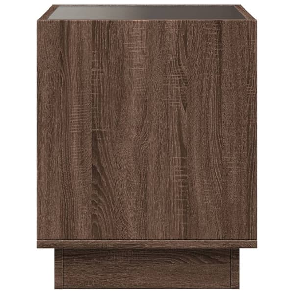 vidaXL Infinity sofabord med LED-lys brunt egetræ 40x40x50 cm