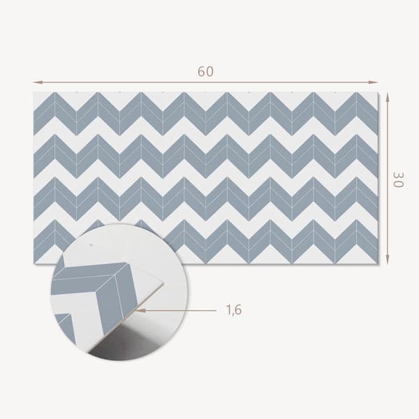 Trykte vinylfliser, klar til montering, zigzag-linjemønster, 6x60x30 cm