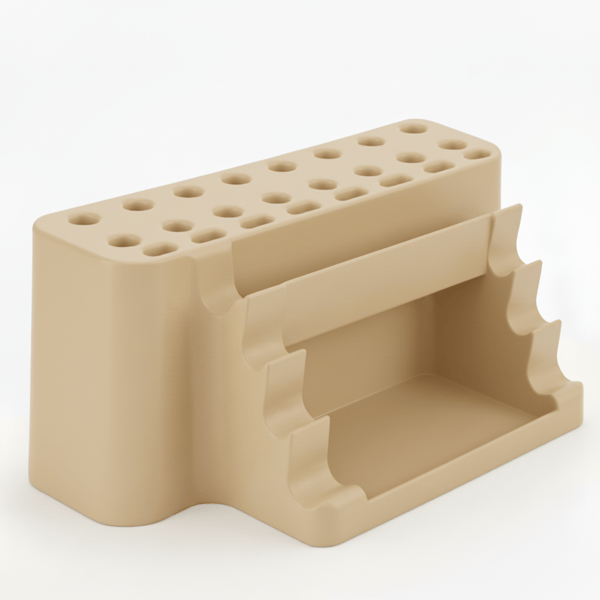Beige penselförvaring med bricka, 26 platser