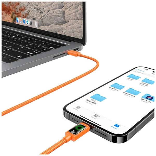USAMS SJ774 PD 30W USB-C/Lightning-kaapeli 1.2m oranssi
