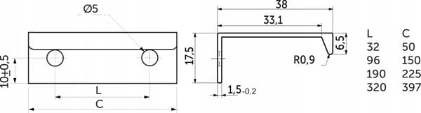 Inside EDGE møbelgreb HVID MAT 32 mm