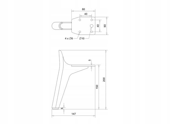Møbelben H150 moderne stål loft sort MAT til sofaer, divaner, senge