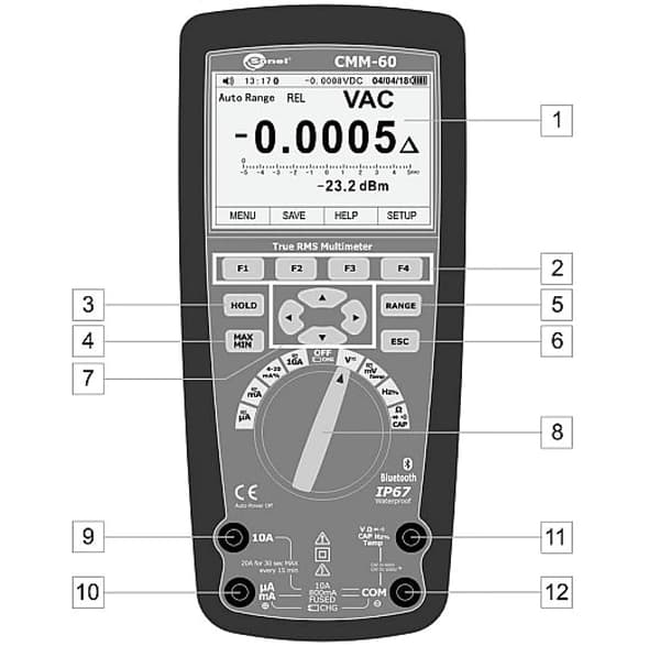 SONEL CMM-60 Avancerad Industriell Multimeter + Kablar Probadapter