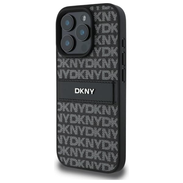 DKNY Texture Pattern Tonal Stripe -suojakuori iPhone 16 Pro Maxille, musta