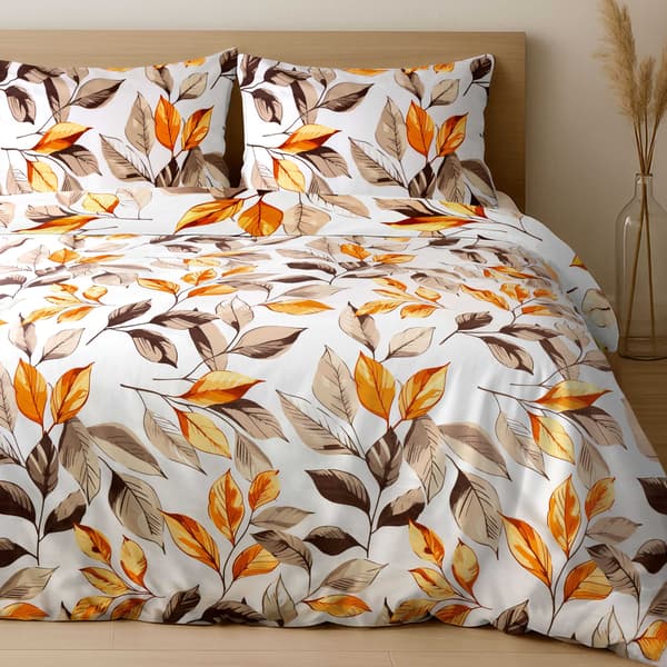 Sengesæt 160x200 satin 100% bomuld Blademønster Eksklusivt