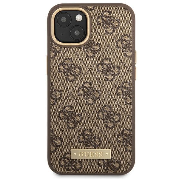 Guess 4G Logo Plate MagSafe-etui til iPhone 14 Plus, brun