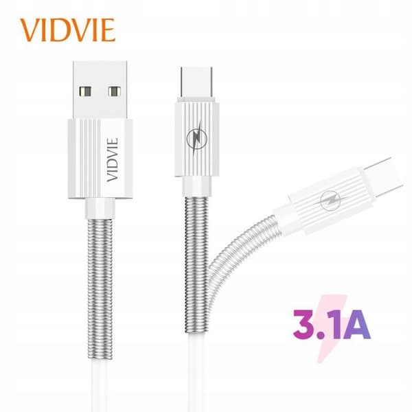 USB-KABEL Micro USB microUSB 3.1A 1m FAST hvid BOX VIDVIE C510