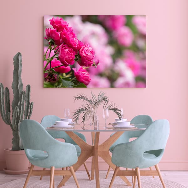 Lærredstryk Botaniske lyserøde roser 80x50 cm