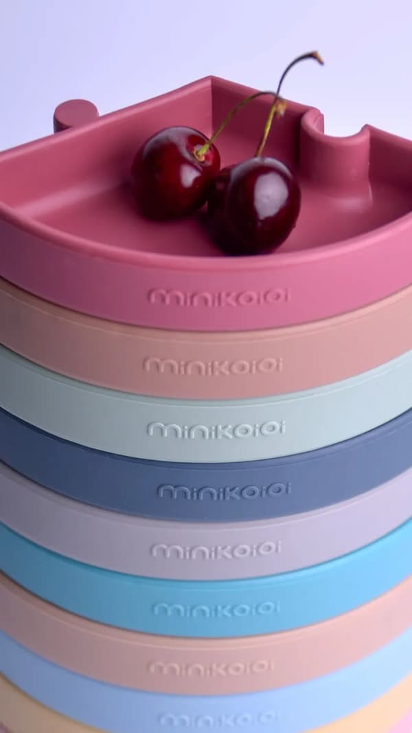 Silikonpusselplatta för barn med sugkopp 3 bitar 19 cm rosa