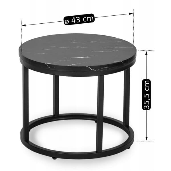 Mauro sofabordssæt 43 cm/53 cm sort marmor moderne glamour