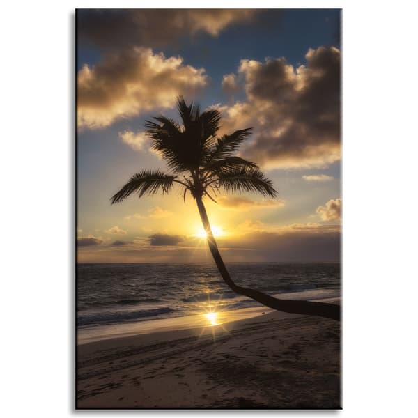 Canvastaulu Luonto Palm Auringonlasku Tausta 60x90 Valtameri Holidays