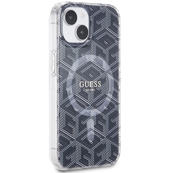 Guess IML GCube MagSafe-etui til iPhone 15 Plus, sort