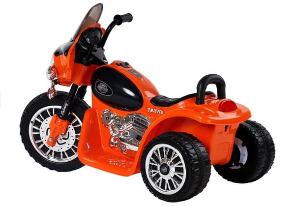 Batteridriven trehjuling JT568 polis för barn LED orange