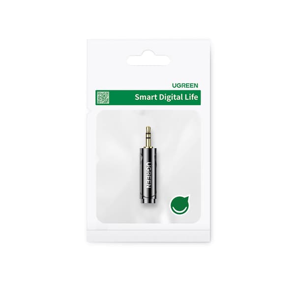 Lydadapter 3,5 mm (han) til 6,35 mm mini-jack (hun) grå
