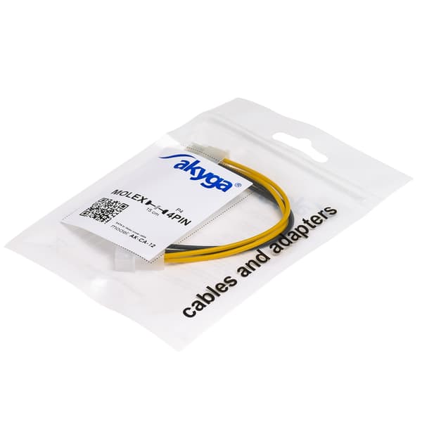Molex - P4 4-benet Akyga AK-CA-12 han-hun processor strømkabel 15cm