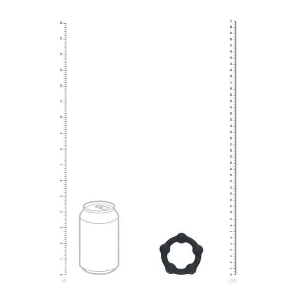 Perlebesat silikone penisring - M - 35mm - Sort