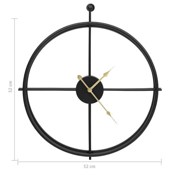 vidaXL Seinäkello, musta, 52 cm, rauta
