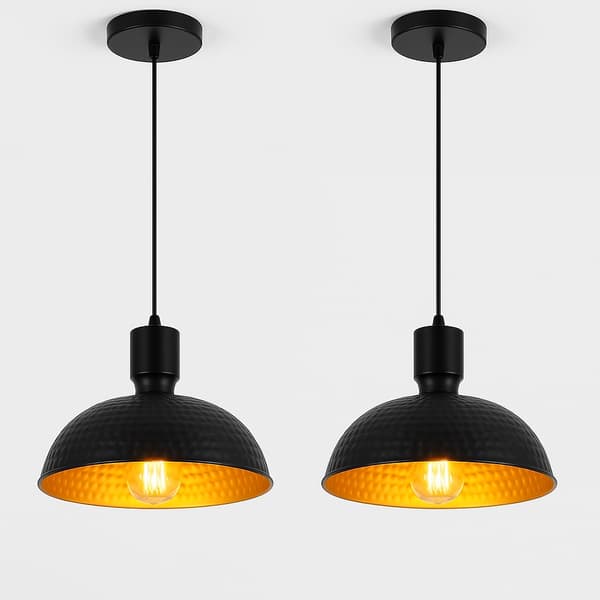 Loftlampe i metal, sort og guld, 31 cm, E27, Forcoso, sæt med 2