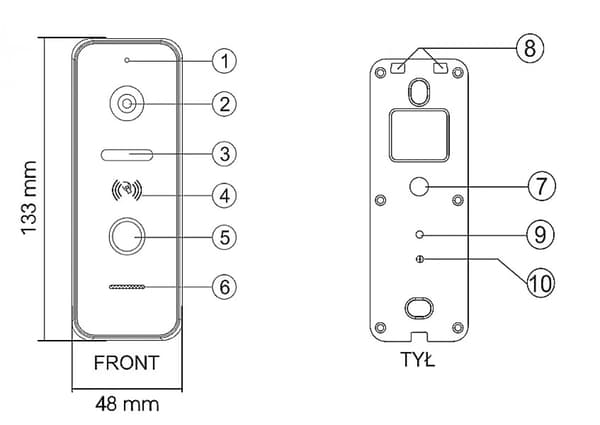 ZAMEL Video Intercom Nyckelringar Grind och Wicket 4,3 Tum