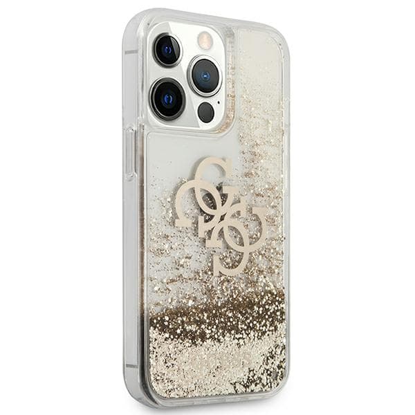 Guess 4G Big Liquid Glitter cover til iPhone 13 Pro Max, guld