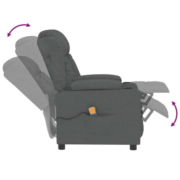 vidaXL Massagefåtölj mörkgrå tyg