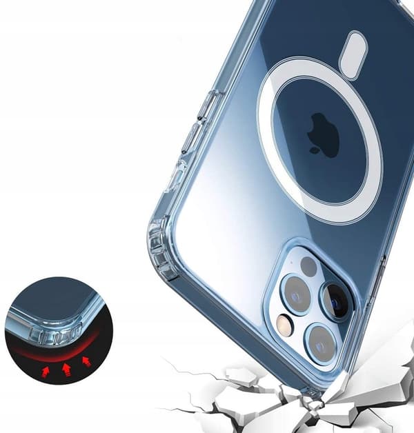 Etui til iPhone 12 FORSTÆRKET 360° til MAGSAFE CLEAR CASE + 9H Glas