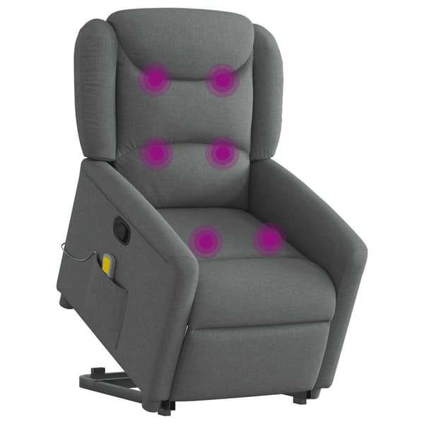 vidaXL Lyftbar massagefåtölj mörkgrå tyg