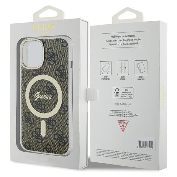 Guess IML 4G MagSafe-etui til iPhone 15 Plus, brun