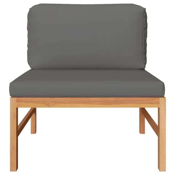 vidaXL Mittsits i teak med mörkgrå kuddar