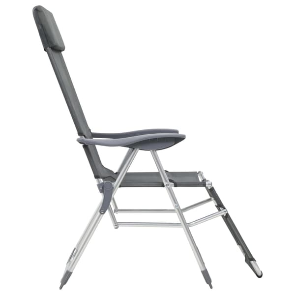 vidaXL foldbare campingstole med fodstøtter, sæt med 2, grå