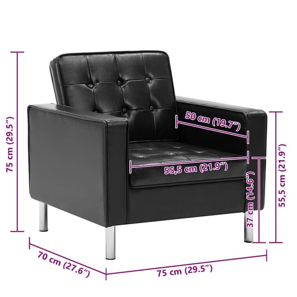 vidaXL lænestol sort 75x70x75 cm kunstlæder