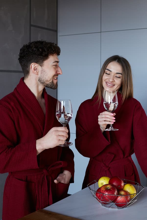 Lang tynd unisex badekåbe, bomuld, hurtigttørrende, rød, 3XL