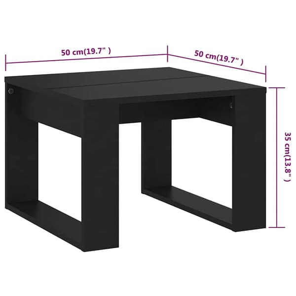 vidaXL sidebord, sort, 50x50x35 cm, træbaseret materiale