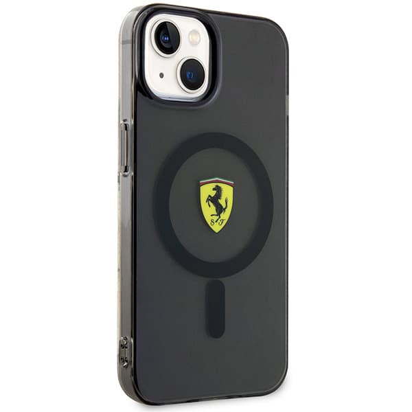 Ferrari Gennemsigtigt Magsafe-cover til iPhone 14 Plus, Sort