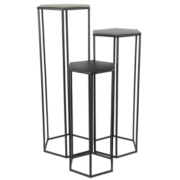 Set med 3 svarta blomställ i metall