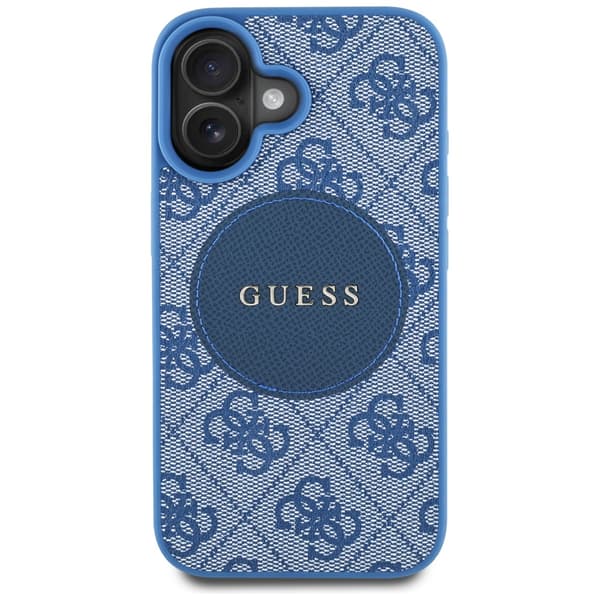 Guess 4G Circle Classic Logo-etui til MagSafe til iPhone 16, blå