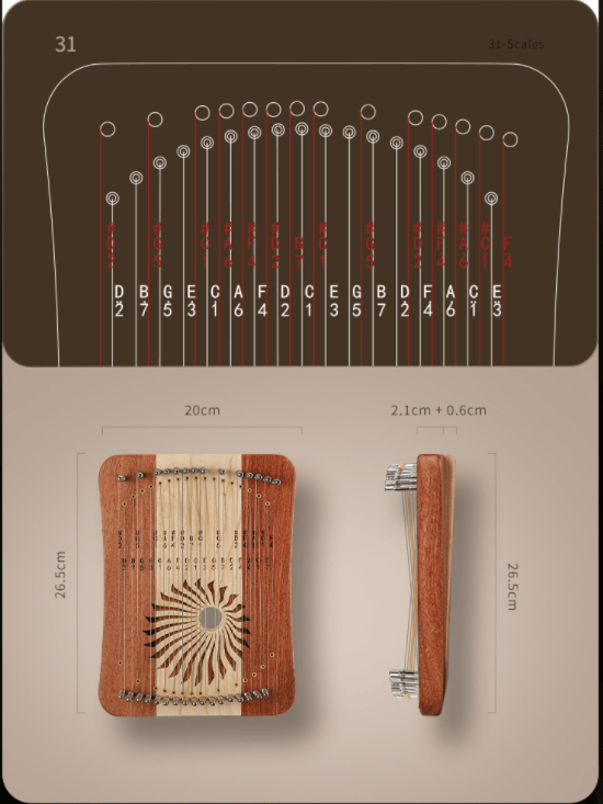 Kalyra 31 strängar Hluru KL31-Maple & ZambianPad