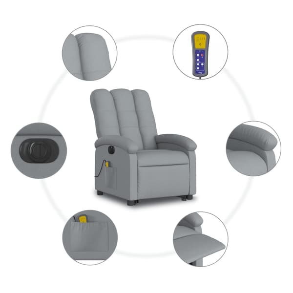 vidaXL Elektrisk lyftande massagefåtölj ljusgrå