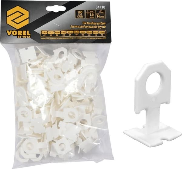 Klips til nivellering 1 mm 100 stk 04716 VOREL