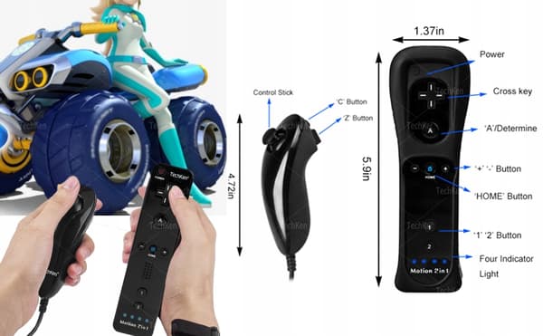 Wii Remote Nunchuck TechKen til Wii/Wii U