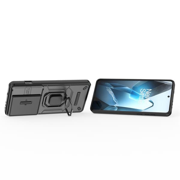 Etui til OnePlus 13, KickStand kameralinse, sort