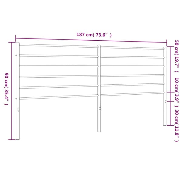 vidaXL metalsengegavl, sort, 180 cm