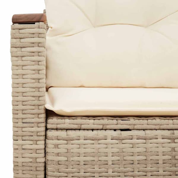 vidaXL Trädgårdssoffa med kuddar, 2-sits, beige, polyrotting