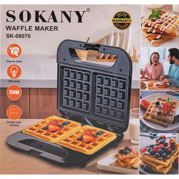 SORT VAFFELMAGER 2 SPRØDE VAFLER NON-STICK BELÆGNING