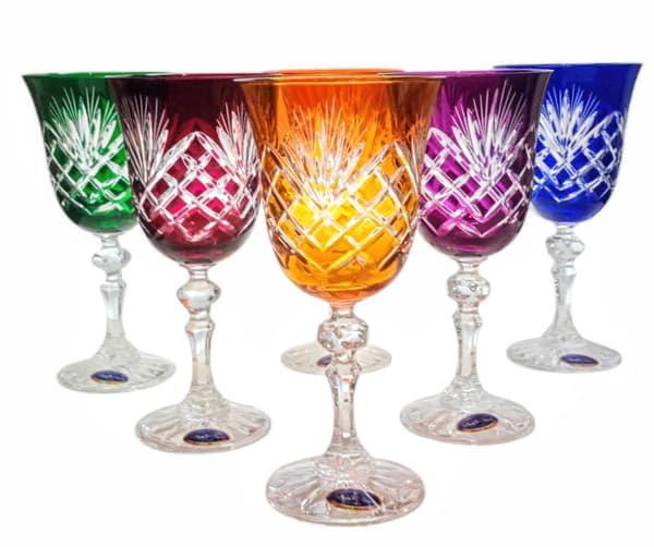 Farverige krystalvinglas 170ml Ananas