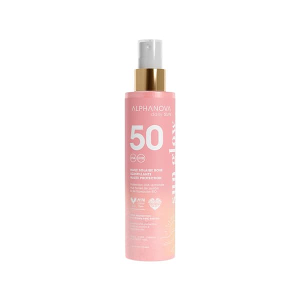 Lysende solcremeolie med perlepartikler SPF50, 125 ml