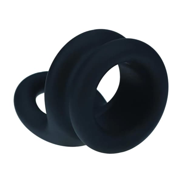 Bred Dobbelt O Silikone Penisring - S - Sort