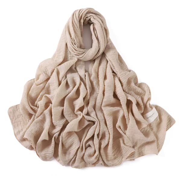 Beige halsduk med präglad textur 180x90 cm - bomull och polyester